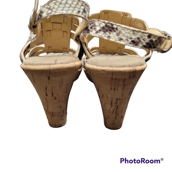 G. H. Bass & Co Snakeskin Print Melina Open Toe Wedge Sandals Women's Size 8.5M - Picture 4 of 9